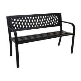 Elegancka metalowa ławka ogrodowa czarna 119 cm