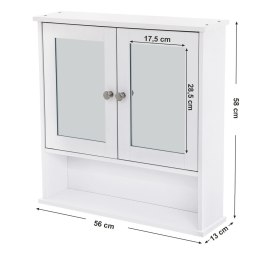 Wisząca szafka łazienkowa - białe lustro z półką