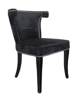 Earls Court nowoczesne krzesło tapicerowane czarnym welurem ze srebrnymi nitami 56/51/84 cm