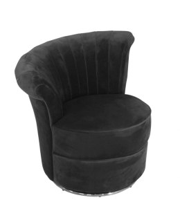 Gabi luksusowy fotel tapicerowany w czarnym welurze na srebrnej metalowej podstawie 69/71/74 cm