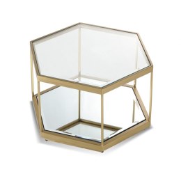 Grafik złoty szklany stolik kawowy z dodatkowym lustrzanym blatem