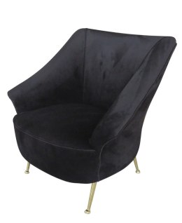Marguesa czarny fotel tapicerowany welurem ze złotymi chromowanymi nóżkami 85/85/87 cm