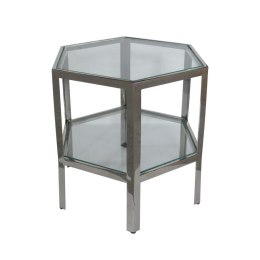 Quadrum srebrny stolik kawowy z dwoma szklanymi blatami