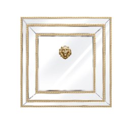 Sharon reprezentacyjne złote lustro w formie kwadratu z głową lwa 90/90 cm