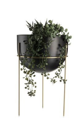 Kwietnik LOFT złoto czarny 43 cm - stylowy stojak na kwiatki
