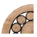 Dywan pleciony z Juty 90 cm - Elegancki dywan o średnicy 90 cm z plecionej juty i bawełnianymi wstawkami