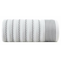 Klasyczny Ręcznik LEO 50x90 cm - Biały z Bordiurą Pasów