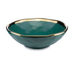 Zestaw 8 talerzy LISSA GREEN GOLD - ceramika, zielono-złote talerze