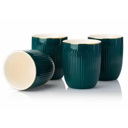 Zestaw 4 kubków ceramicznych z łyżeczkami - Kendi Green