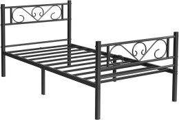 Metalowe łóżko jednoosobowe 190x90 - eleganckie, czarne