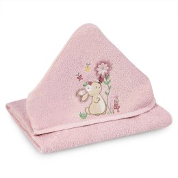 Ręcznik z kapturem dla niemowląt 100x100 cm różowy