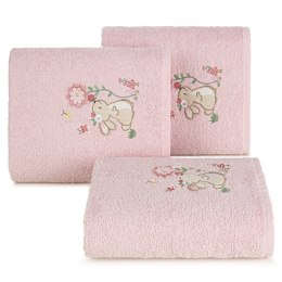 Ręcznik z kapturem dla niemowląt 100x100 cm różowy