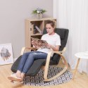 Fotel bujany drewniany z podnóżkiem - Ciemnoszary