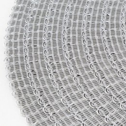 Podkładka dekoracyjna DEVA 38 cm srebrna Srebrna strukturalna podkładka na stół, wykonana z wysokiej jakości propylenu, średnica