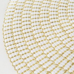 Podkładka dekoracyjna DEVA 38cm złota Biało złota strukturalna podkładka na stół, wykonana z wysokiej jakości propylenu, średnic