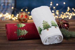 Ręcznik świąteczny z haftowanymi choinkami - 70x140cm
