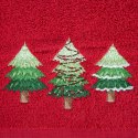 Ręcznik świąteczny z haftowanymi choinkami - 70x140cm