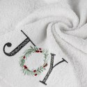 Ręcznik Świąteczny JOY 50x90 - biały z haftem SANTA