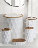 Elegancki zestaw łazienkowy Reina - biały/drewno