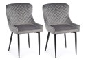Komplet 2 krzeseł Kajto Black Gray Wykonane z aksamitnego, przyjemnego w dotyku materiału w kolorze szarym, nogi wykonane z meta