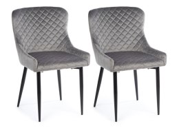 Komplet 2 krzeseł Kajto Black Gray Wykonane z aksamitnego, przyjemnego w dotyku materiału w kolorze szarym, nogi wykonane z meta