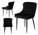 Komplet 2 krzeseł Kajto Black Wykonane z aksamitnego, przyjemnego w dotyku materiału w kolorze czarnym, nogi wykonane z metal