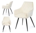 Komplet 2 krzeseł SamettiBlackLightBeige Wykonane z aksamitnego, przyjemnego w dotyku materiału w kolorze beżowym, nogi wykonan