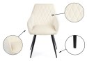 Komplet 4 krzeseł SamettiBlackLightBeige Wykonane z aksamitnego, przyjemnego w dotyku materiału w kolorze beżowym, nogi wykonane