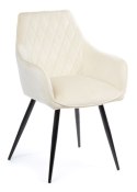 Komplet 4 krzeseł SamettiBlackLightBeige Wykonane z aksamitnego, przyjemnego w dotyku materiału w kolorze beżowym, nogi wykonane