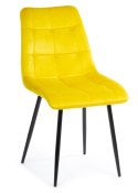 Komplet 4 krzeseł Tori Black Yellow Wykonane z aksamitnego, przyjemnego w dotyku materiału w kolorze żółtym, nogi wykonane z met