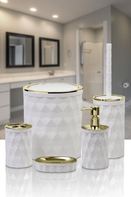 Komplet łazienkowy Diamond biały/złoty Luksusowy komplet łazienkowy Diamond składający się z 5ciu elementów, kolor biały ze złot