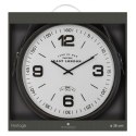 Zegar ścienny na pasku Spirit 38 cm Wykonany z metalu, biało czarna kolorystyka, idealny do wnętrz urządzonych w stylu loft i re