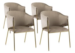 Zestaw 4 krzeseł Bella beige beżowe Wykonane z przyjemnego w dotyku materiału w kolorze beżowym, nogi wykonane z metalu w kolorz