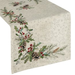 Bieżnik świąteczny 1239 45x140 cm Bieżnik gobelinowy ze świątecznym motywem roślinnym pięknie się prezentuje zarówno we wnętrzu 
