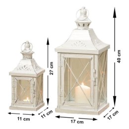 Komplet dwóch białych lampionów Zestaw lampionów latarni latarenek biały lampion latarnia świecznik
