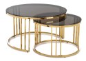 Komplet stolików kawowych Harmony Wykonany ze stali nierdzewnej w kolorze złotym. Wymiary: 80x45 cm oraz 60x40 cm. Blat wykonany