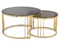 Komplet stolików kawowych Harmony Wykonany ze stali nierdzewnej w kolorze złotym. Wymiary: 80x45 cm oraz 60x40 cm. Blat wykonany