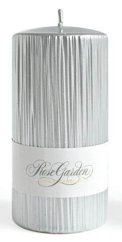 Świeca ROSE GARDEN walec mały 7x10cm parafinowa srebrna