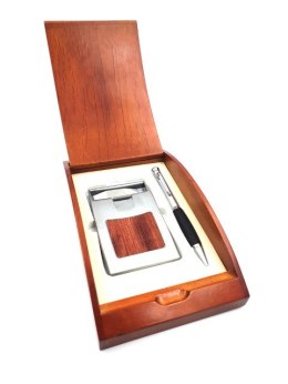 Długopis i wizytownik w pudełku drewnianym G133C