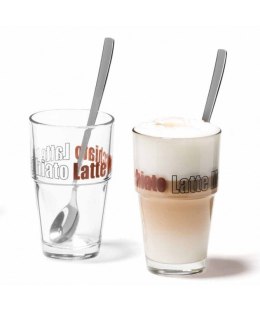 Zestaw 2 szklanek z łyżeczkami Latte Solo - Leonardo
