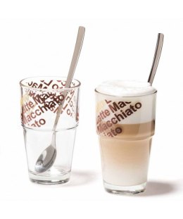 Zestaw 2szklanek z łyżeczkami do Latte Solo - Leonardo