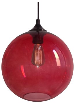Lampa wisząca szklana kula czerwona + żarówka Edison 31-21410
