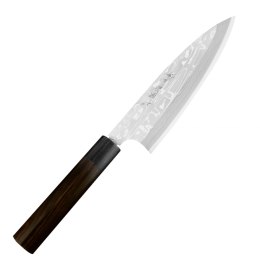 Hideo Kitaoka Shirogami Satin Damascus Nóż Funayuki 18cm Mistrz Hideo Kitaoka