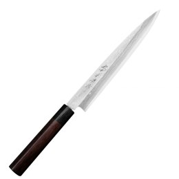 Hideo Kitaoka Shirogami Satin Damascus Nóż Yanagi Sashimi 21cm Mistrz Hideo Kitaoka