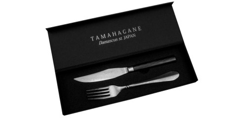 Tamahagane Micarta Zestaw Nóż + widelec do steków